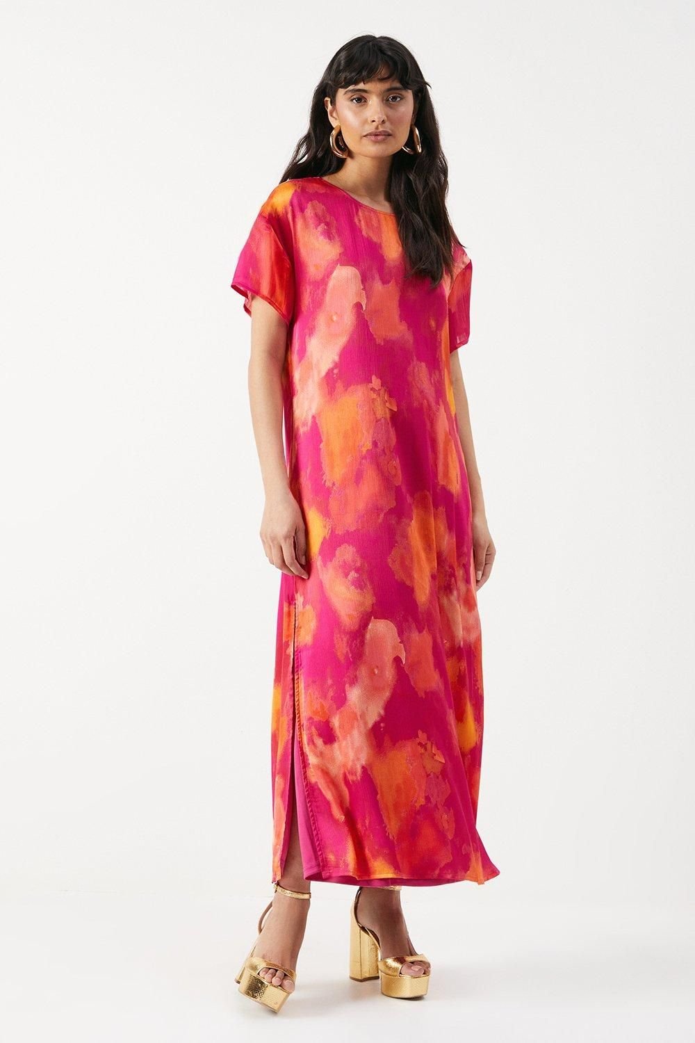 Warehouse Warehouse Women's Oversized Midi T-Shirt Dress in Pink - 2