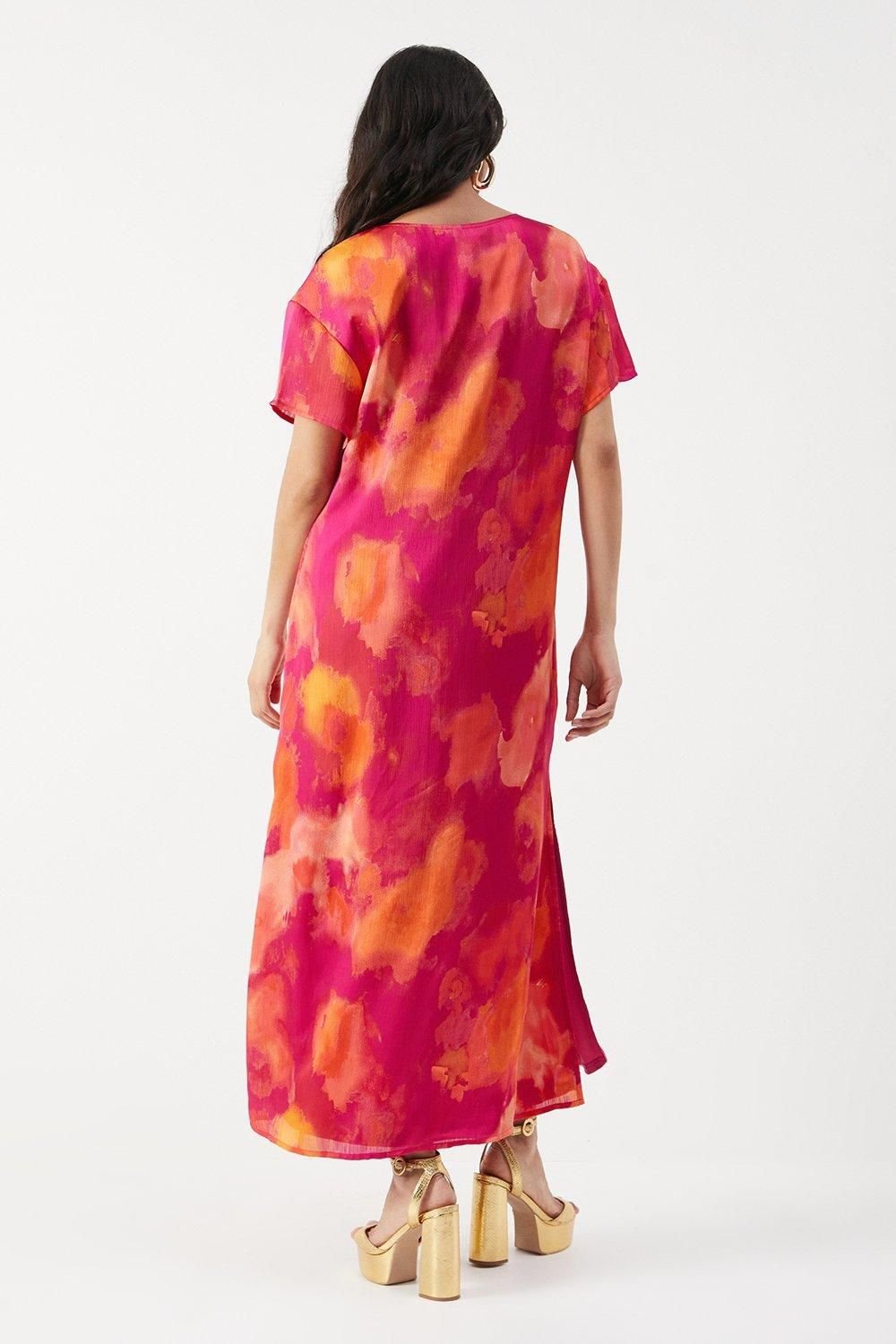 Warehouse Warehouse Women's Oversized Midi T-Shirt Dress in Pink - 3