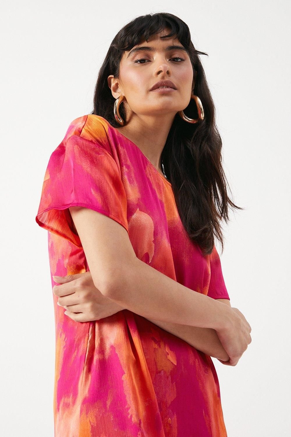 Warehouse Warehouse Women's Oversized Midi T-Shirt Dress in Pink - 4