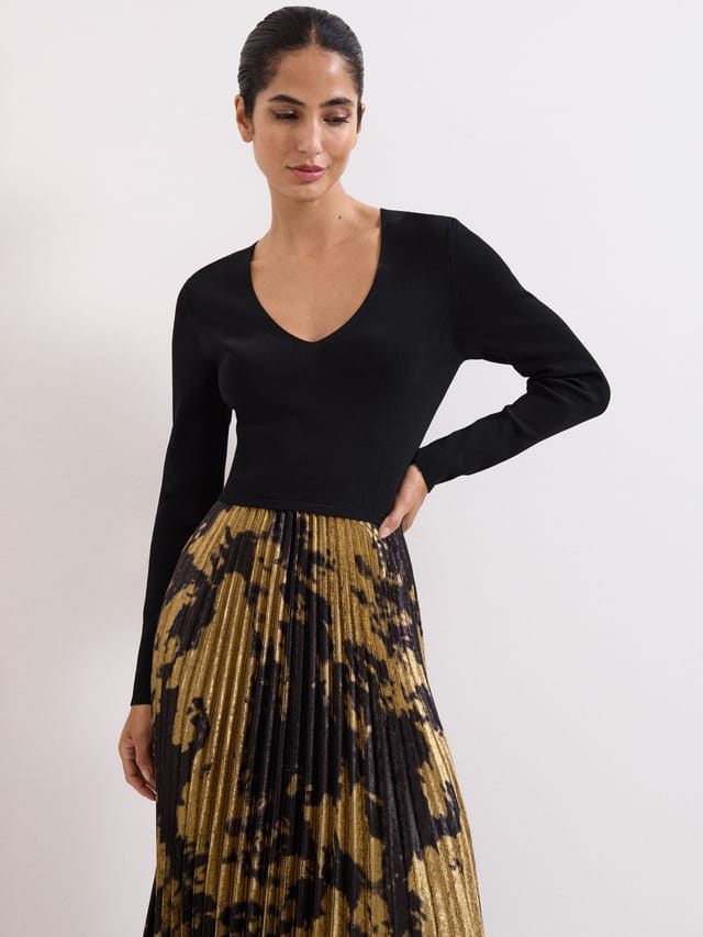 Phase Eight Phase Eight Women's Jenifer Print Dress in Metallic Gold - 2