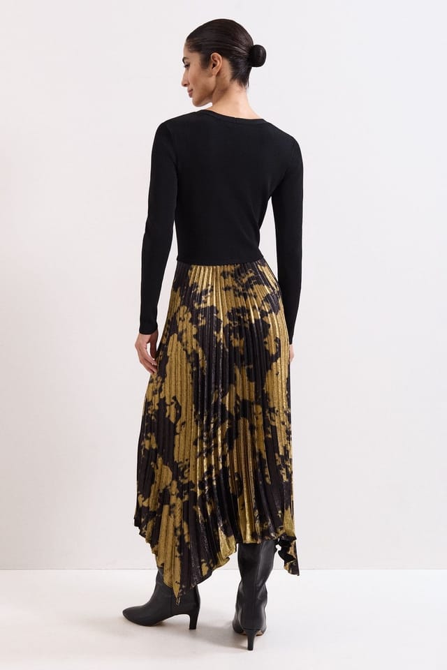 Phase Eight Phase Eight Women's Jenifer Print Dress in Metallic Gold - 3