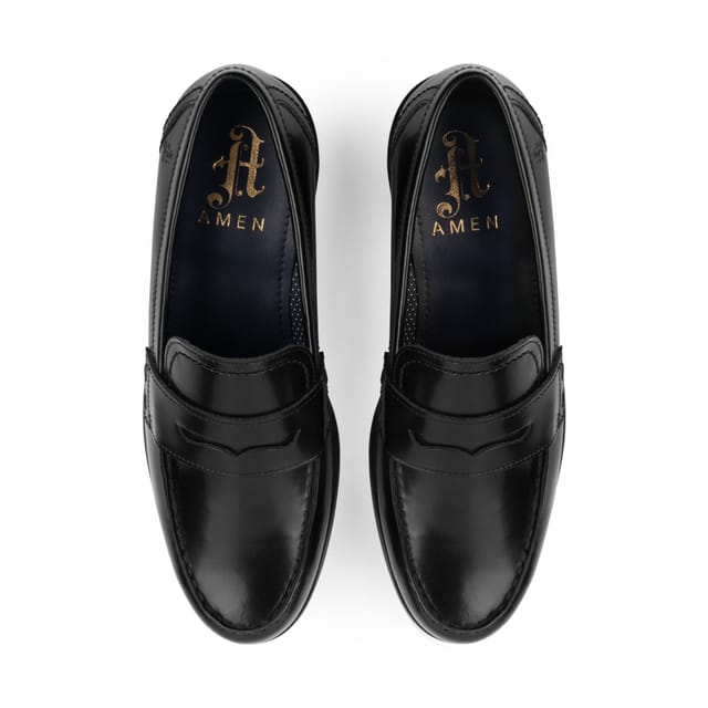 Amen Shoes Amen Shoes Men's Portrush Leather Formal Loafers in Black - 2