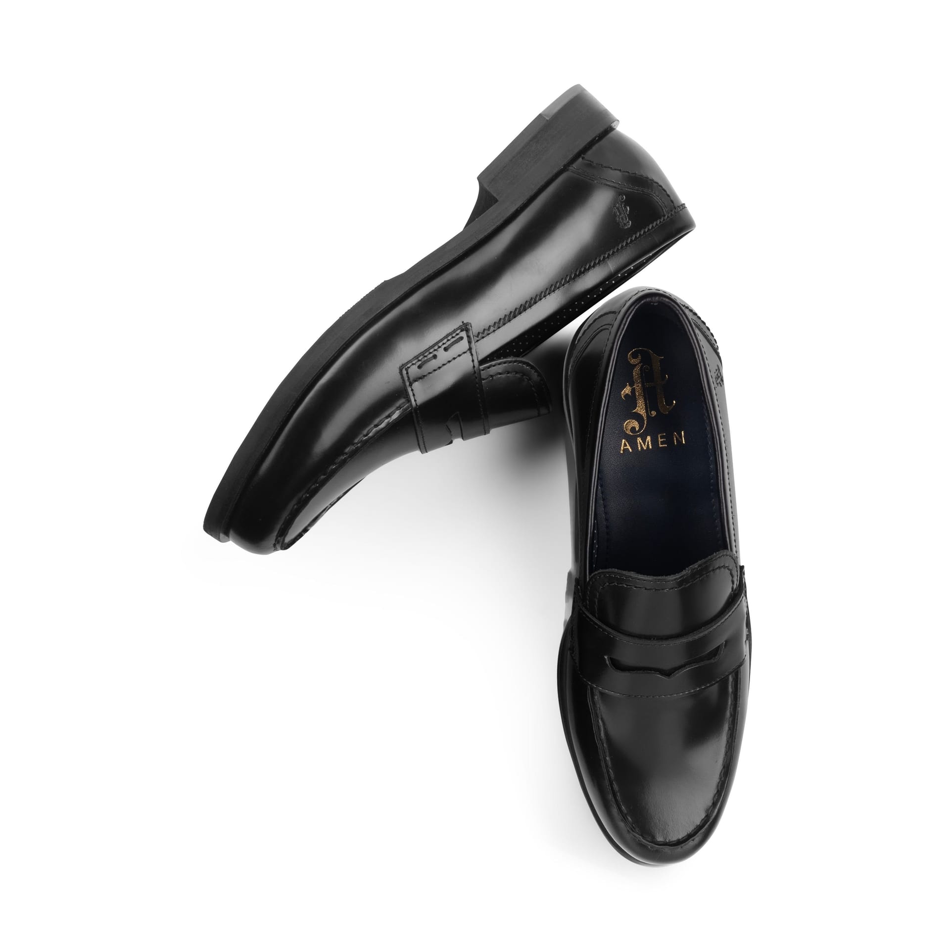 Amen Shoes Amen Shoes Men's Portrush Leather Formal Loafers in Black - 4