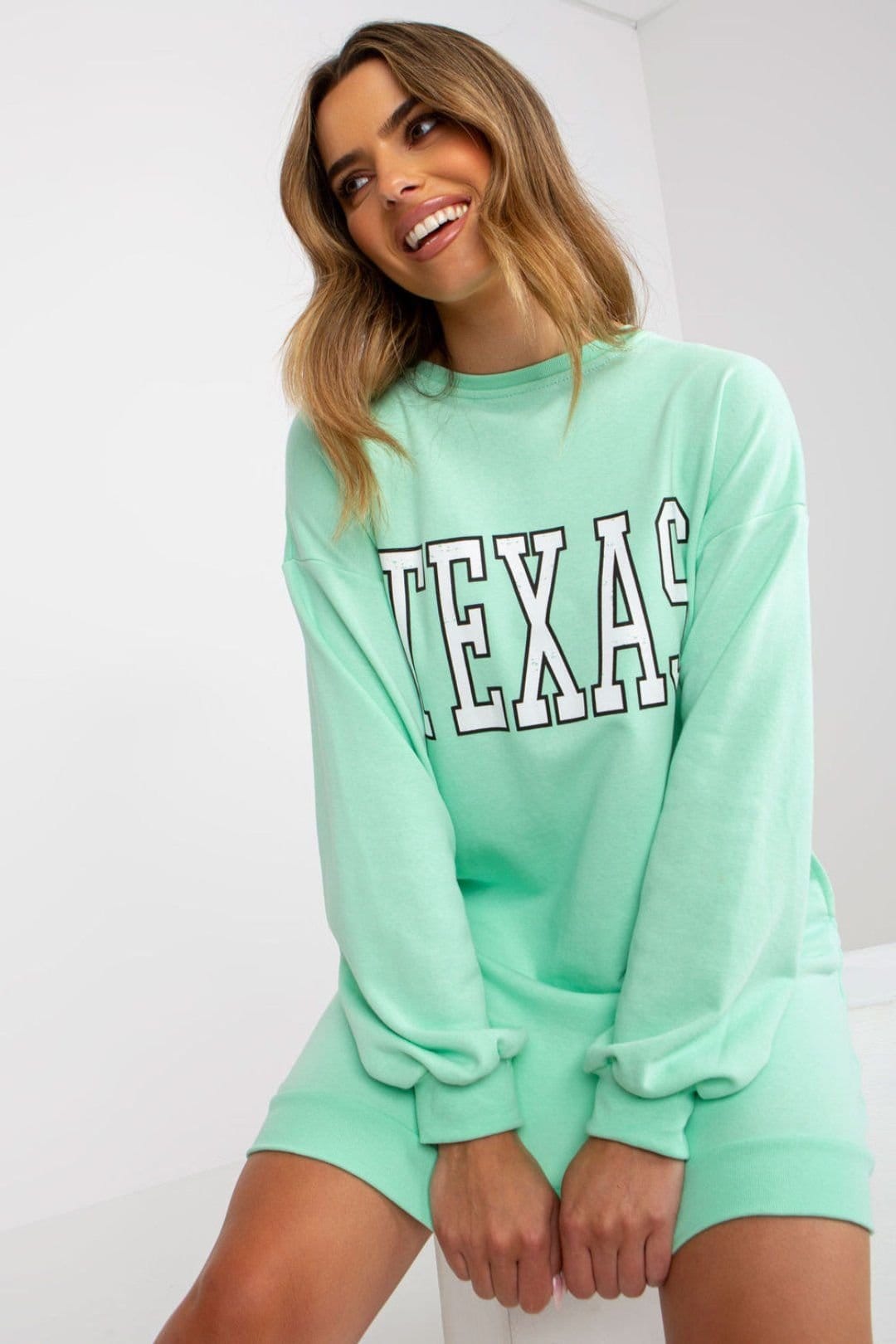 Love Lace Mint Green Cotton/Polyester Sweatshirt