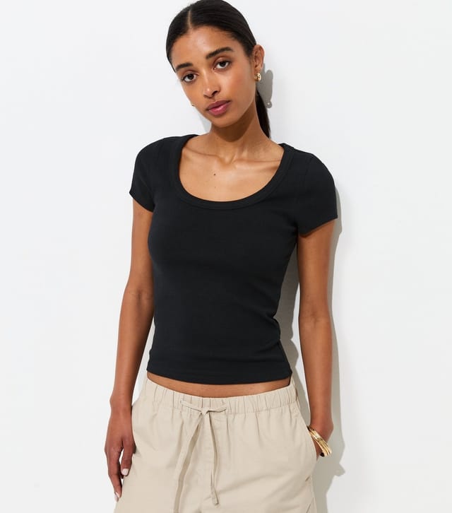 New Look Women's Premium Black Heavyweight Cotton Scoop Neck T-Shirt New Look - 3