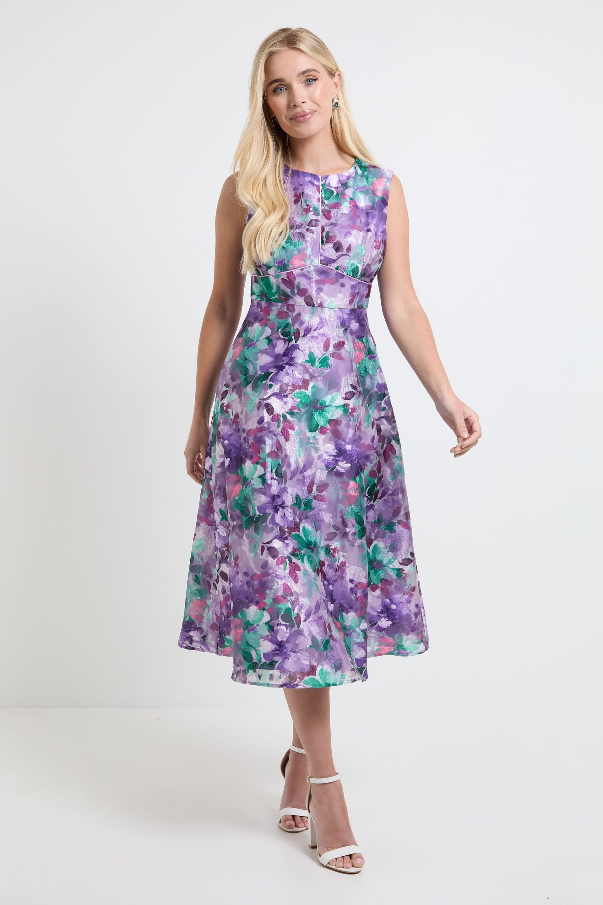 Wallis Lilac Floral Burnout Sleeveless Midi Dress