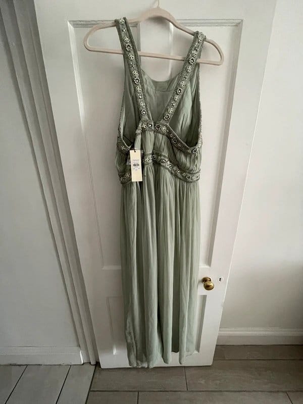 Topshop Mint Green Embellished Halter Dress