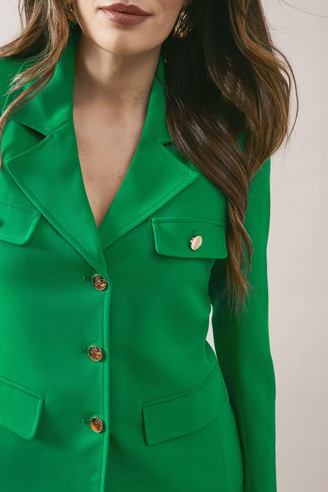 Wallis Wallis Women's Four Pocket Button Through Blazer in Green - 2