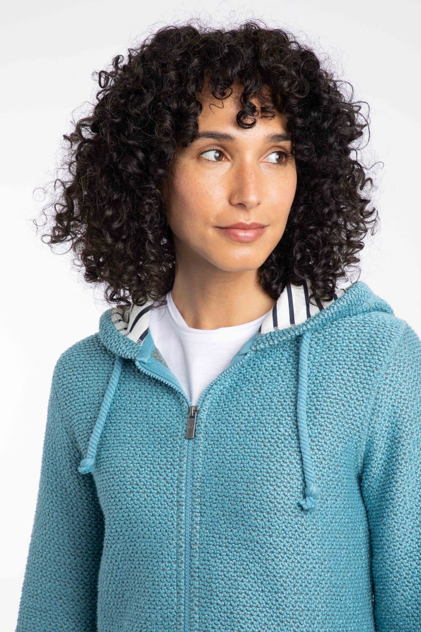 Weird Fish Weird Fish Women's Chicoa Full Zip Macaroni Hoodie in Mid Blue