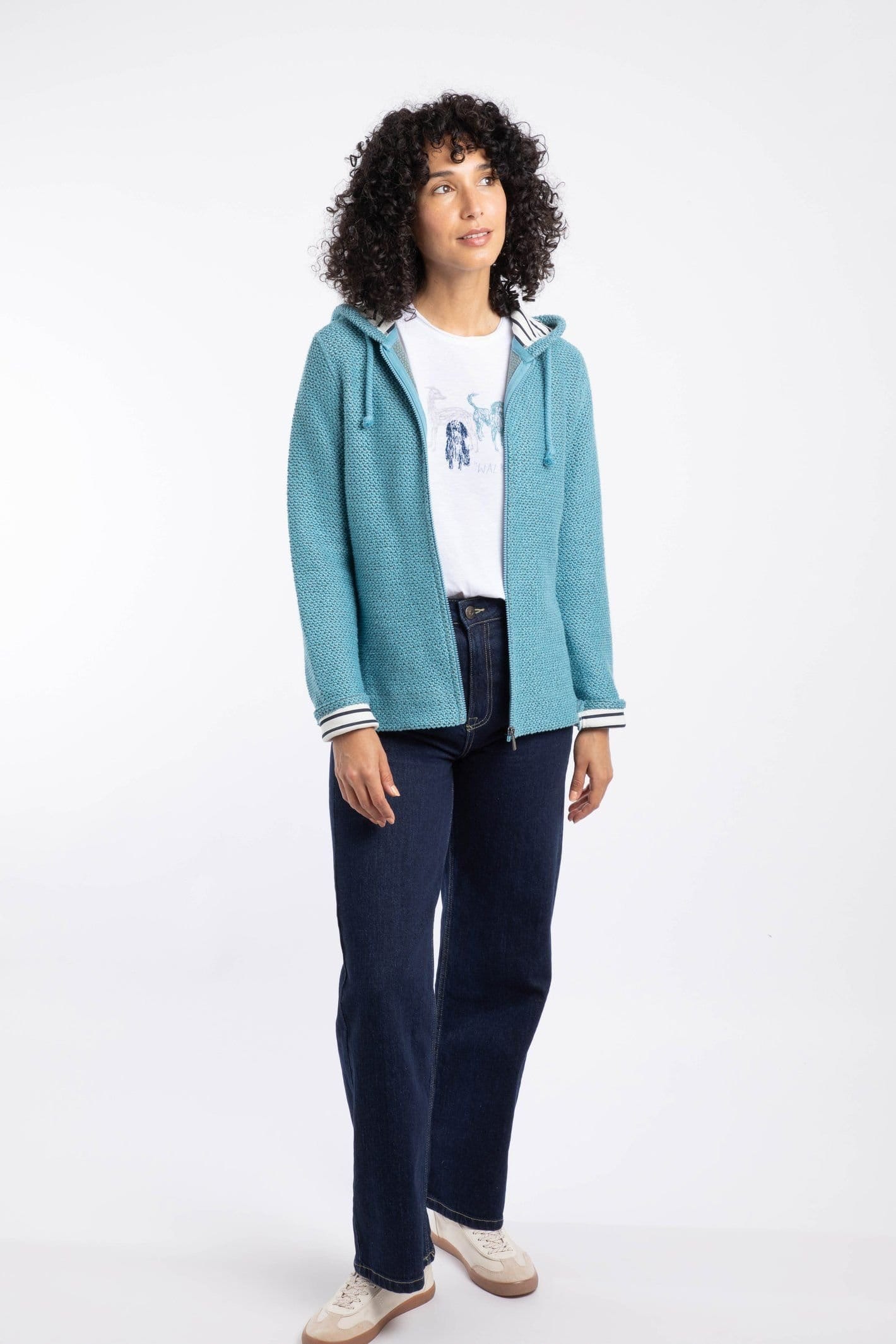 Weird Fish Weird Fish Women's Chicoa Full Zip Macaroni Hoodie in Mid Blue - 4