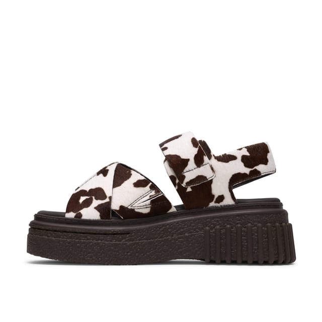 Clarks Clarks Women's Evamar Wish Cow Print Flat Sandals, Flatforms in Brown - 2