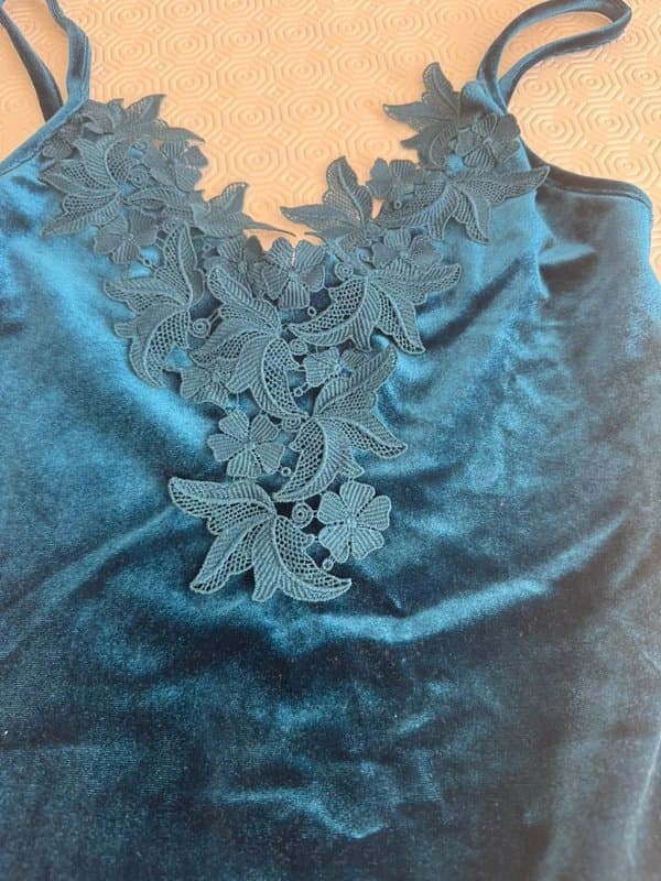 Topshop Blue Velvet Bodysuit