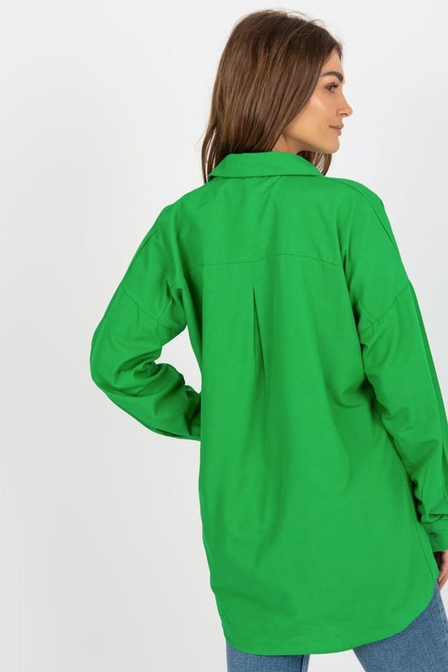 Love Lace Love Lace Women's Loose Fit Buttoned Long Sleeve Embroidered Shirt in Green - 3