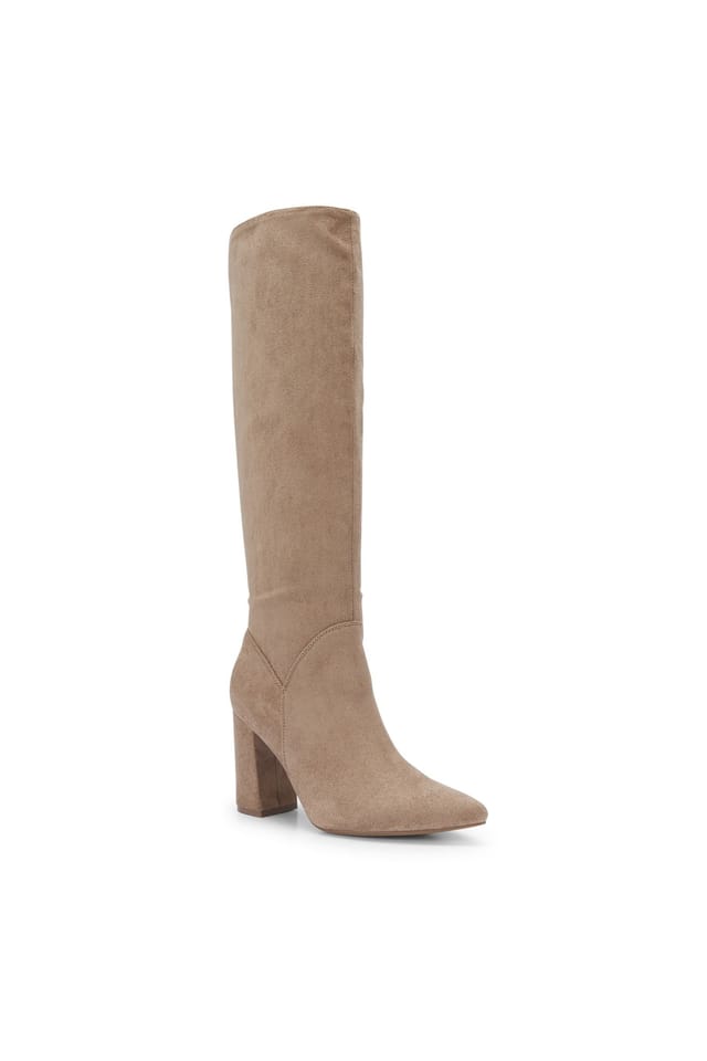 Truffle Collection Truffle Collection Women's Block Heel Knee High Boots Pointed Toe Shoes in Taupe - 2