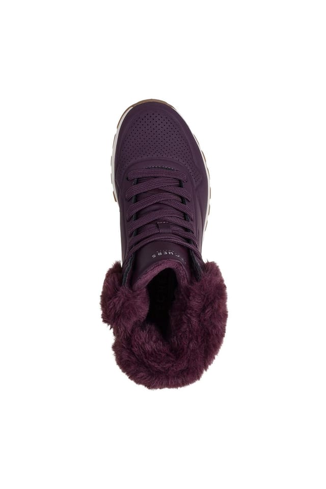 Skechers Skechers Women's UNO RUGGED Faux Fur Collar Lace Up Sneaker Boot W/ Air-Cooled Mf Burgundy - 2