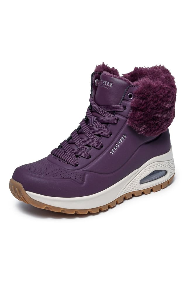 Skechers Skechers Women's UNO RUGGED Faux Fur Collar Lace Up Sneaker Boot W/ Air-Cooled Mf Burgundy - 3