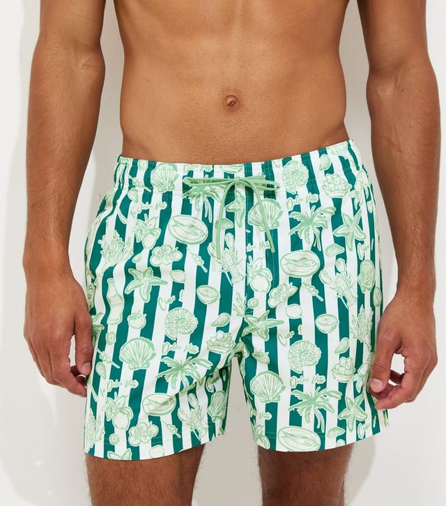 jack & jones Men's Light Khaki Relaxed Fit Seashell Print Swim Shorts Jack & Jones New Look - 3
