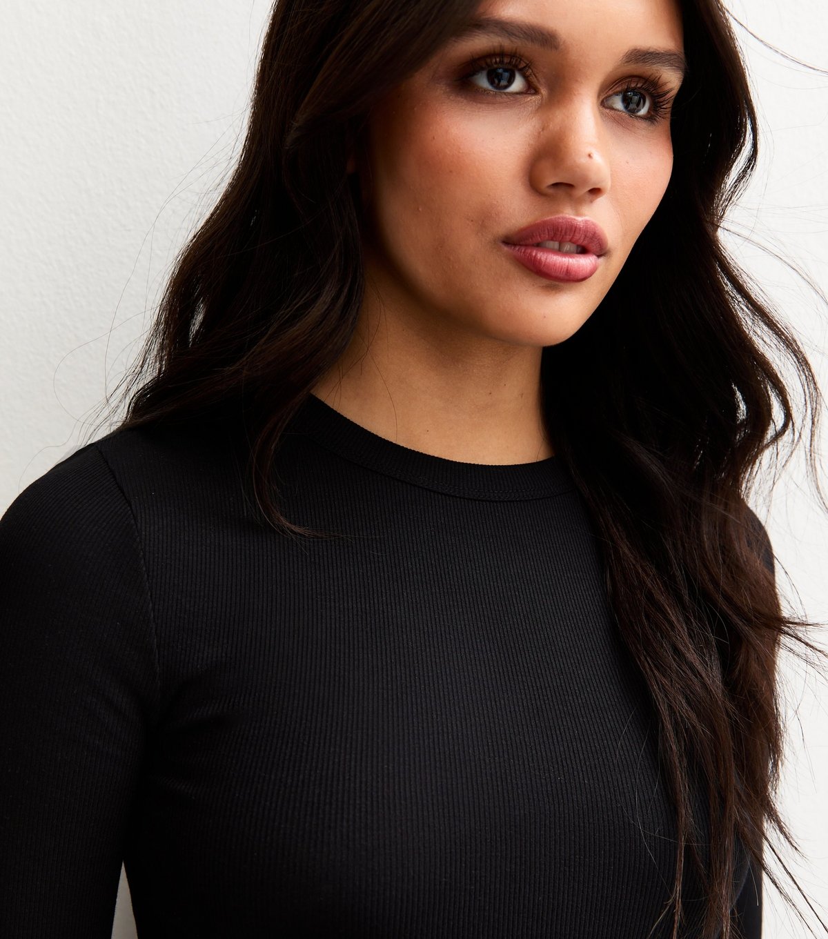 New Look Women's Black Long Sleeve Ribbed Crew Neck Top New Look - 3