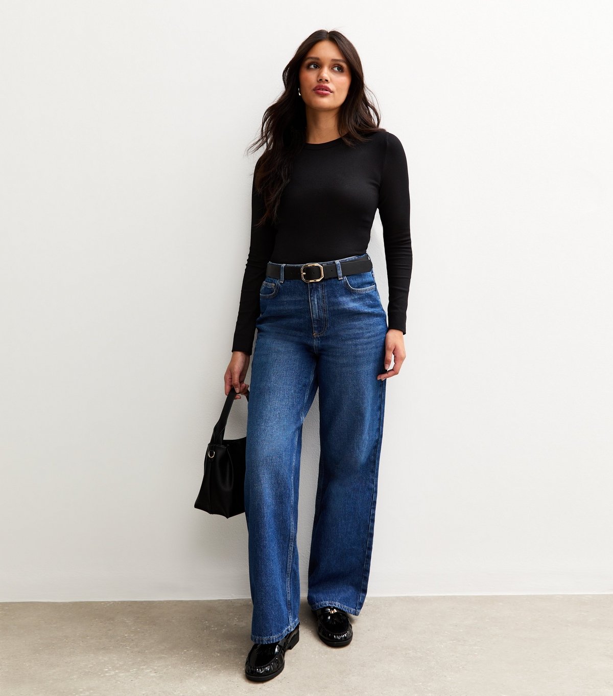 New Look Women's Black Long Sleeve Ribbed Crew Neck Top New Look - 4