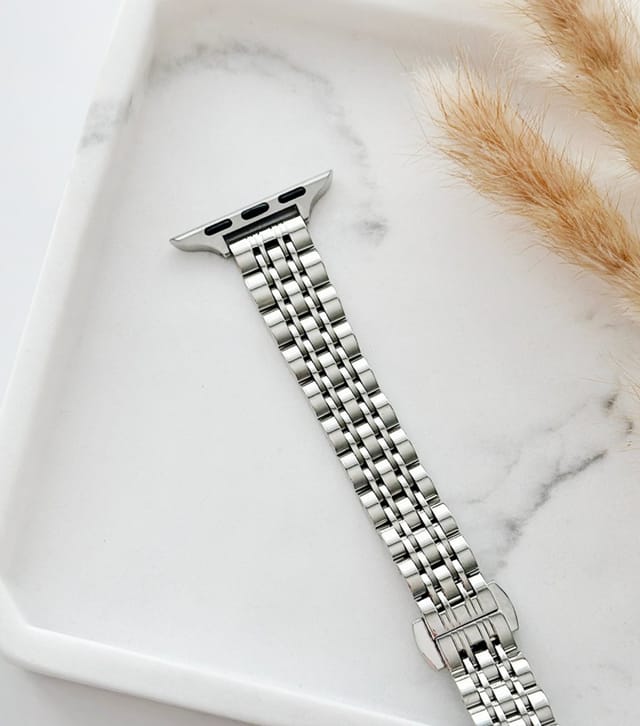 Coconut Lane Silver Slim Links Apple Watch Strap Coconut Lane New Look - 2