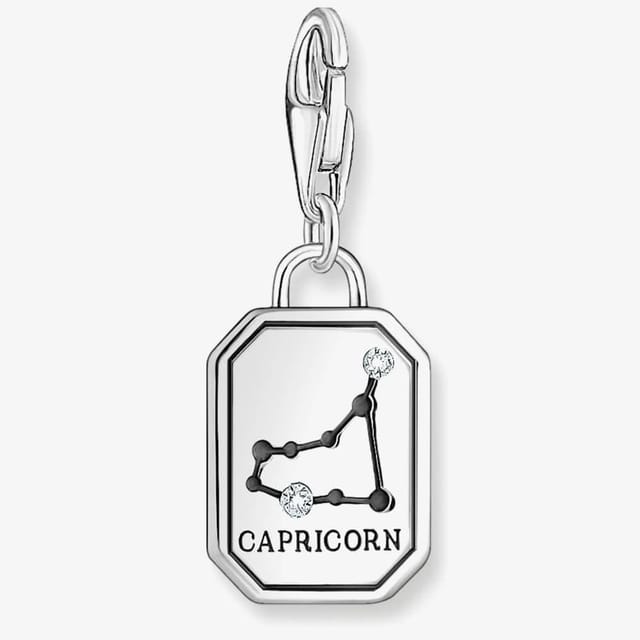 Thomas Sabo THOMAS SABO Women's Silver Octagonal Cubic Zirconia Capricorn Charm 2152-643-21 - 2