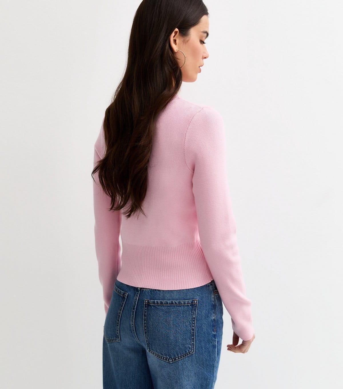 New Look Women's Light Pink Compact Knit Crew Neck Cardigan New Look - 4