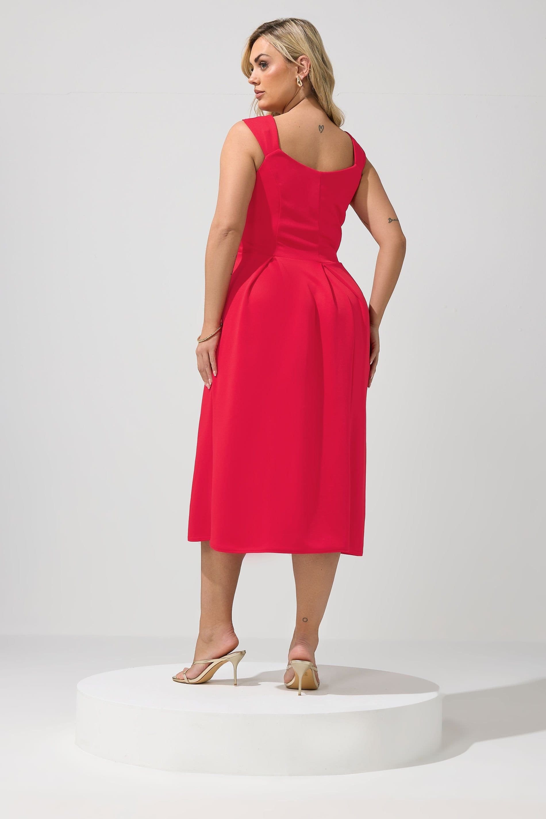 Yours Yours Women's Sweetheart Skater Dress in Bright Pink - 4