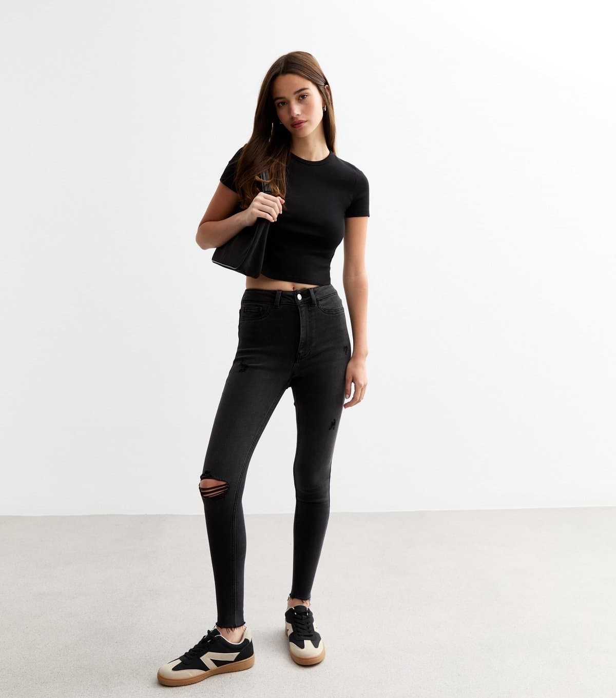 New Look Women's Washed Black Hallie Disco Ripped Super Skinny Jeans New Look