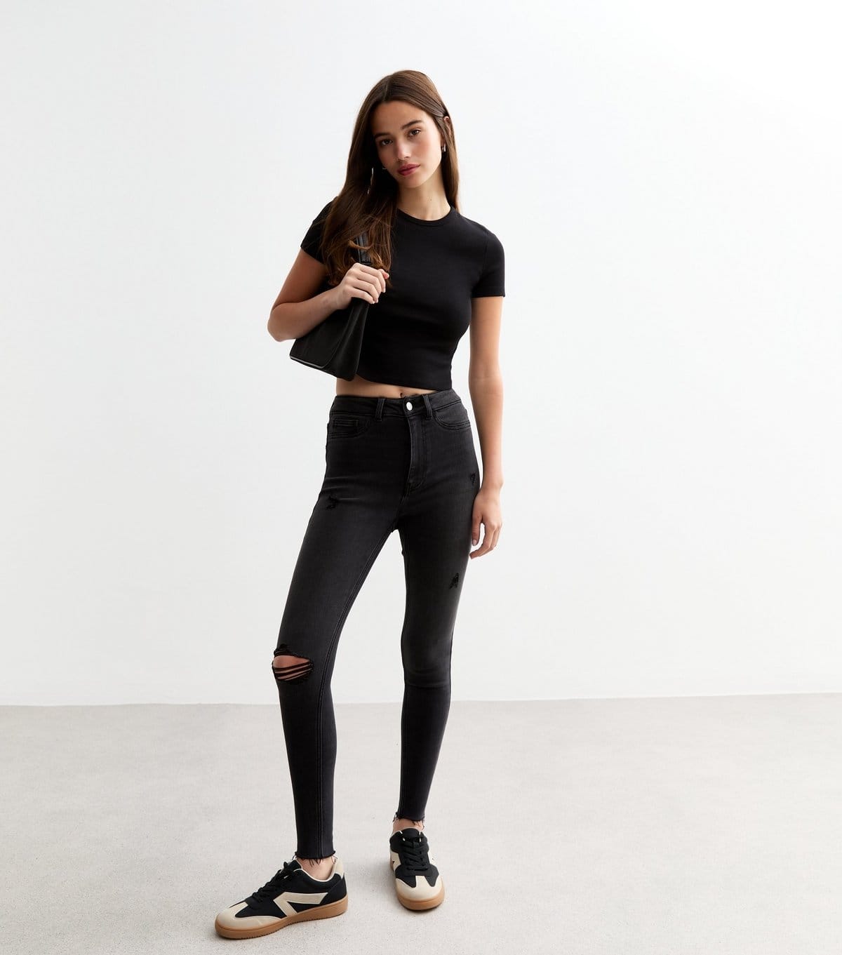 New Look Washed Black Hallie Disco Ripped Super Skinny Jeans