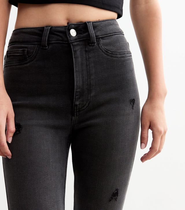 New Look Women's Washed Black Hallie Disco Ripped Super Skinny Jeans New Look - 3
