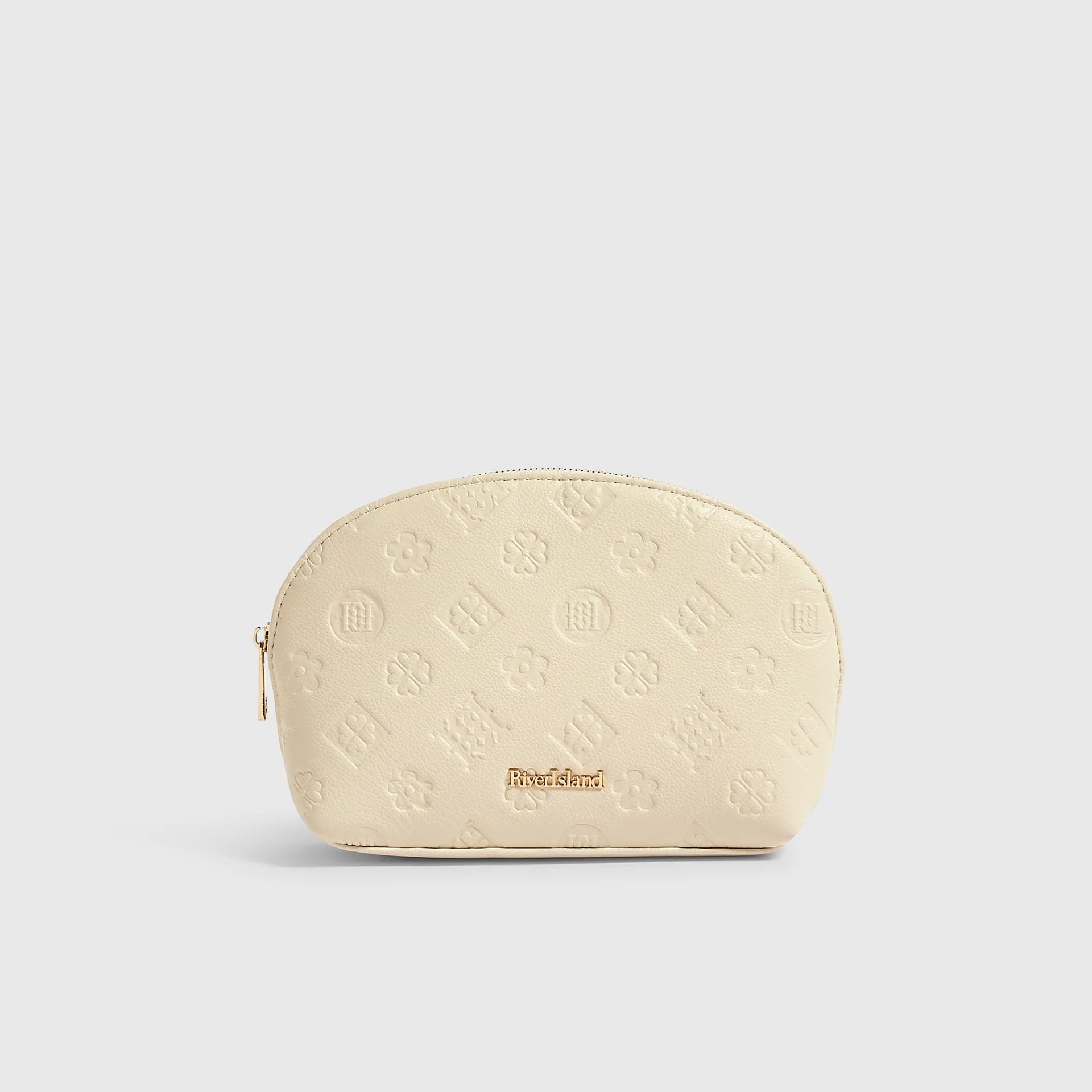 River Island River Island Womens Cream Embossed Monogram Makeup Bag