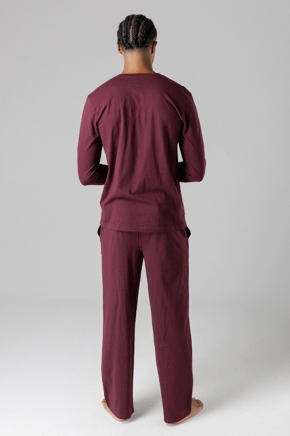 Tokyo Laundry Tokyo Laundry Men's Cotton Crew Neck Pyjama Set in Burgundy - 2