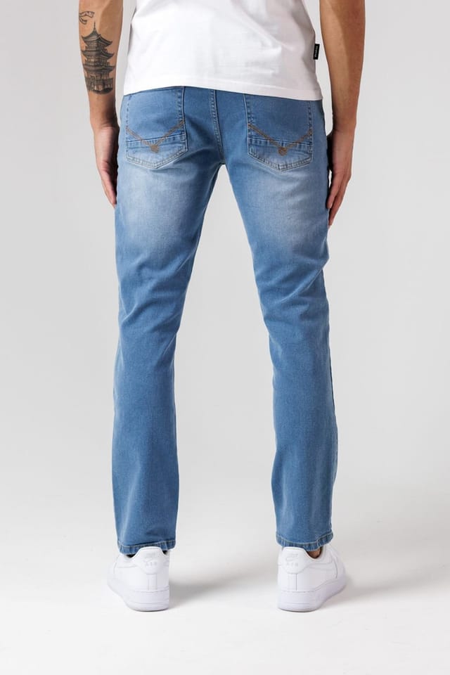 Firetrap Firetrap Men's Straight Leg Cotton Rich Jeans in Mid Blue - 2