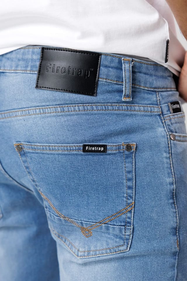 Firetrap Firetrap Men's Straight Leg Cotton Rich Jeans in Mid Blue - 3