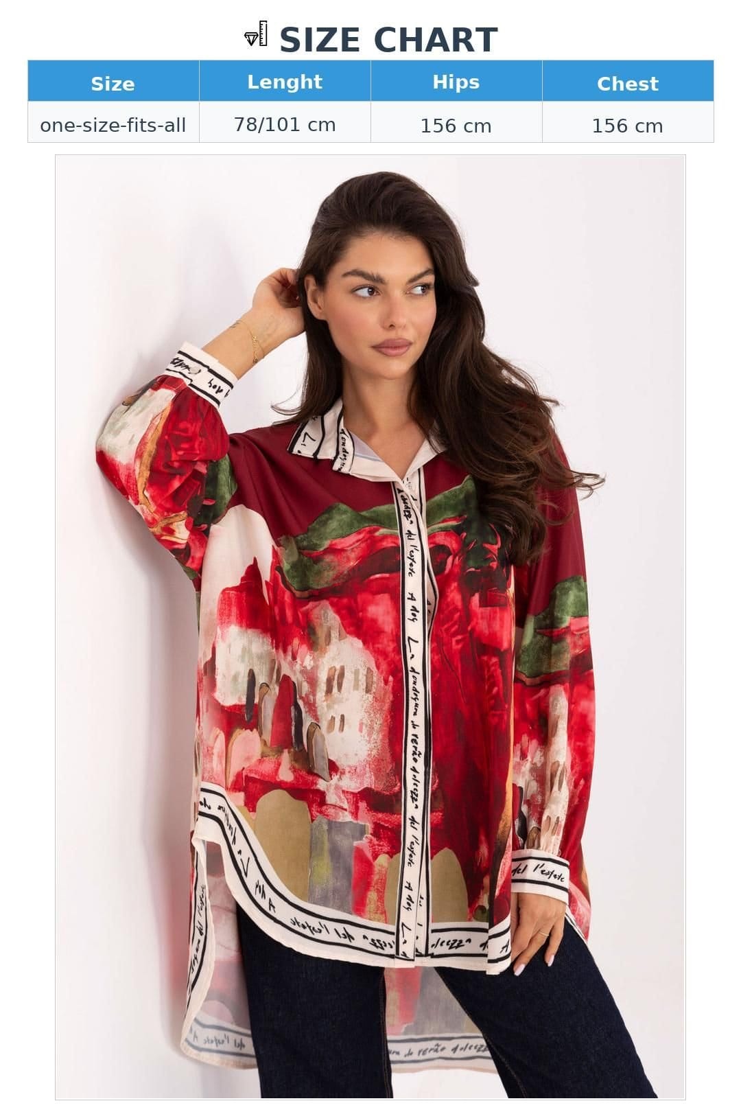 Love Lace Love Lace Women's Long Sleeve Printed Button Up Casual Shirt in Red - 4