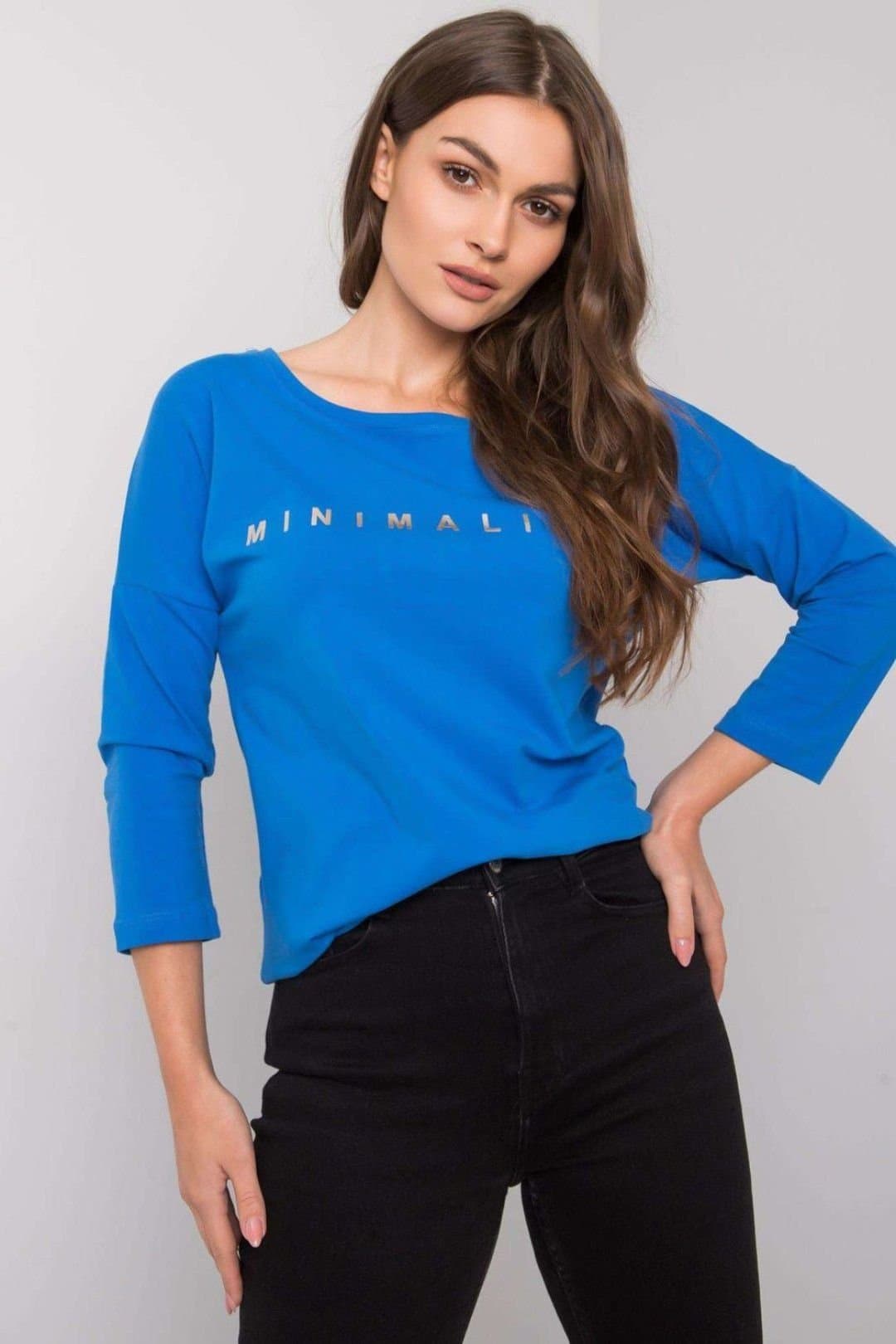 Love Lace Love Lace Women's Dark Blue 3/4 Sleeve Blouse Print