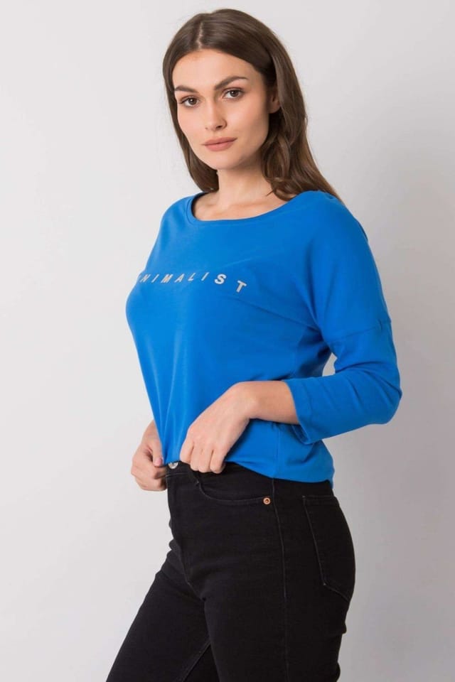 Love Lace Love Lace Women's Dark Blue 3/4 Sleeve Blouse Print - 2