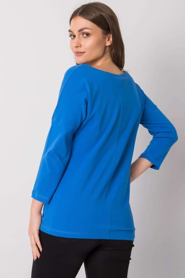 Love Lace Love Lace Women's Dark Blue 3/4 Sleeve Blouse Print - 3