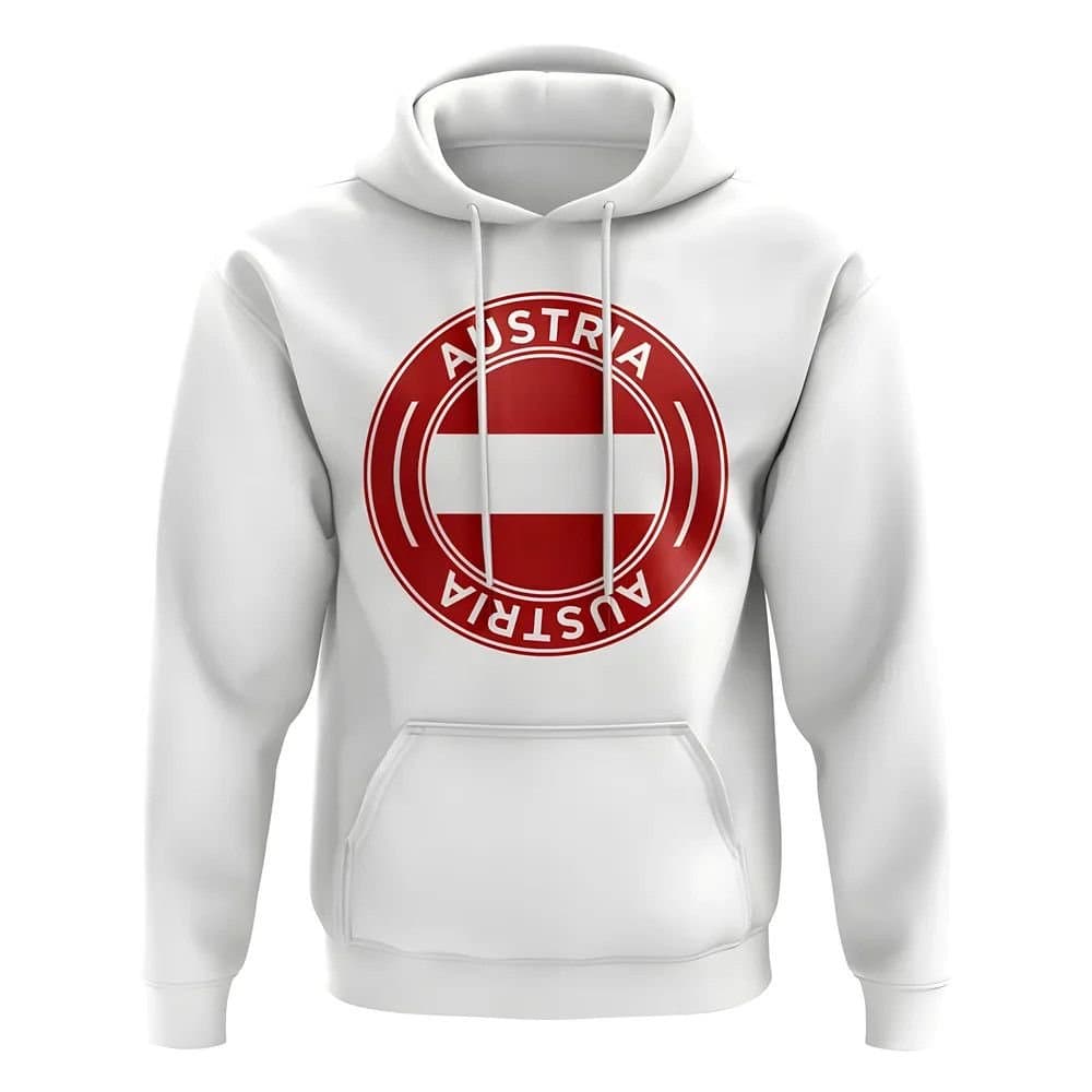 Austria Austria Men's Personalised Football Badge Hoodie in White