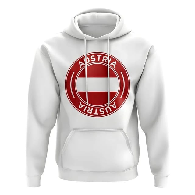 Austria Austria Men's Personalised Football Badge Hoodie in White - 2