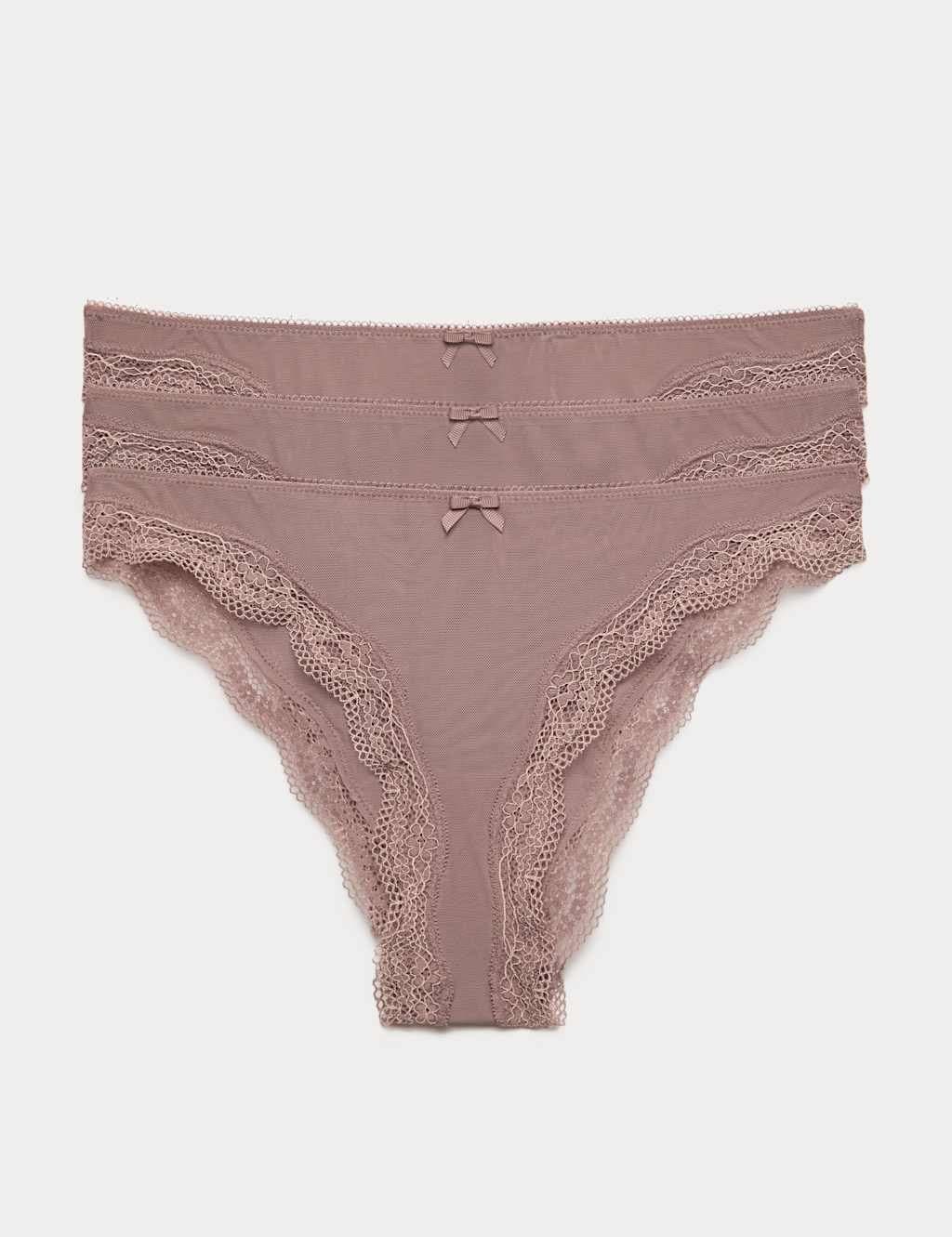 Marks & Spencer M&S 3 Pack Jasmine Mesh Brazilian Knickers Praline