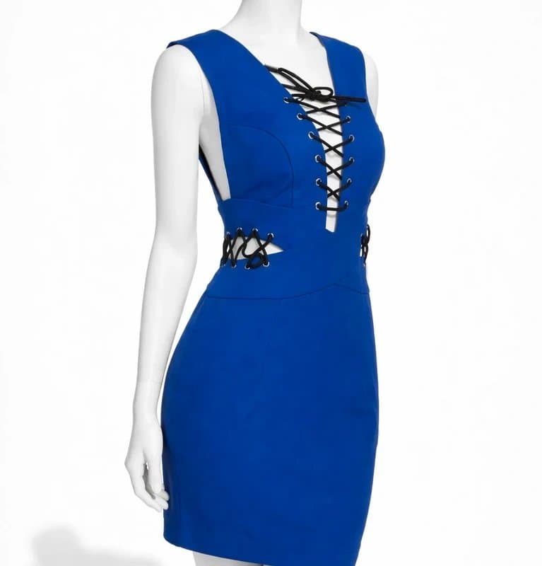 ASOS ASOS Tall Blue Lace Up Bodycon Mini Dress UK 10 Corset Party Clubbing