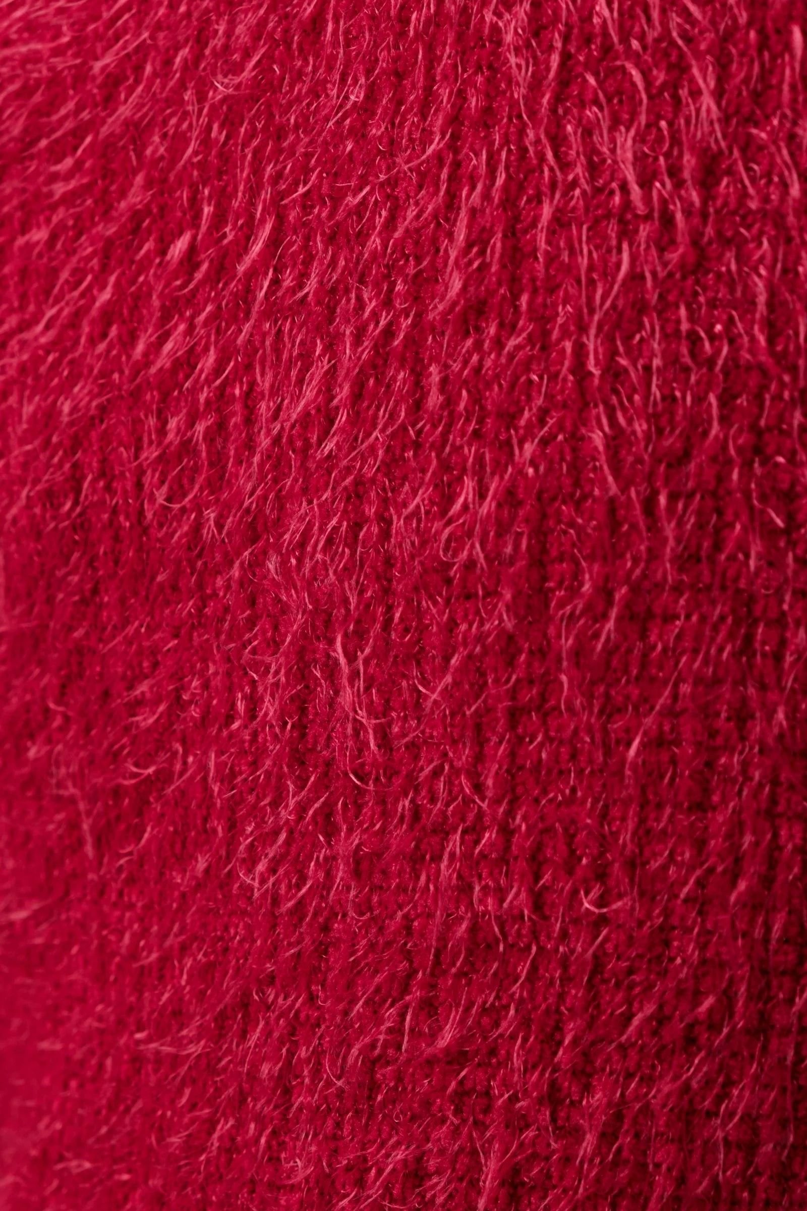 Louche Louche Women's Guila Eyelash Rib Long Sleeve Midi Dress - Red - 4