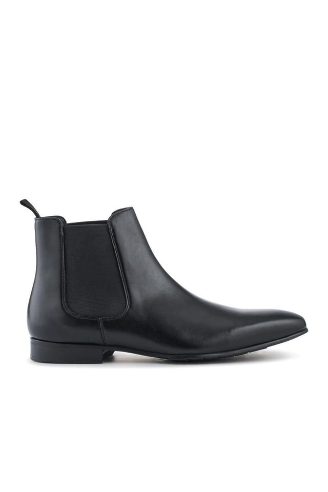 Jones Bootmaker Jones Bootmaker Men's Leather Pointed-Toe Chelsea Boots in Black - 2