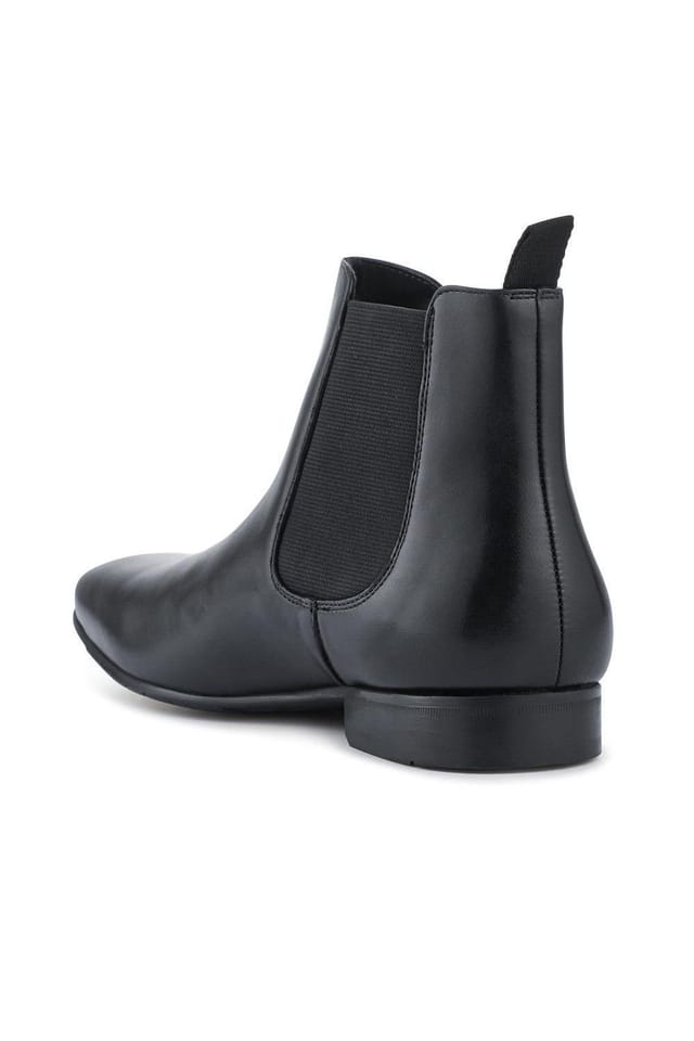 Jones Bootmaker Jones Bootmaker Men's Leather Pointed-Toe Chelsea Boots in Black - 3