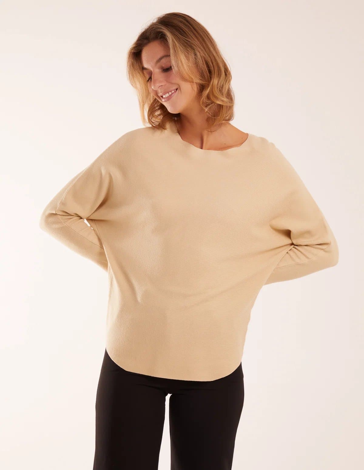 Blue Vanilla Plain Batwing Top