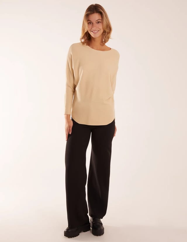 Blue Vanilla Plain Batwing Top - 2