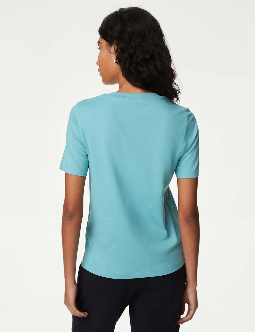Marks & Spencer M&S Pure Cotton Everyday Fit T-Shirt Turquoise - 4