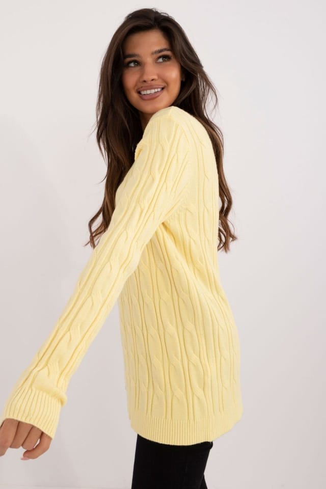 Love Lace Love Lace Women's Jumper Casual Sweater Round Neck Long Sleeve in Yellow - 2