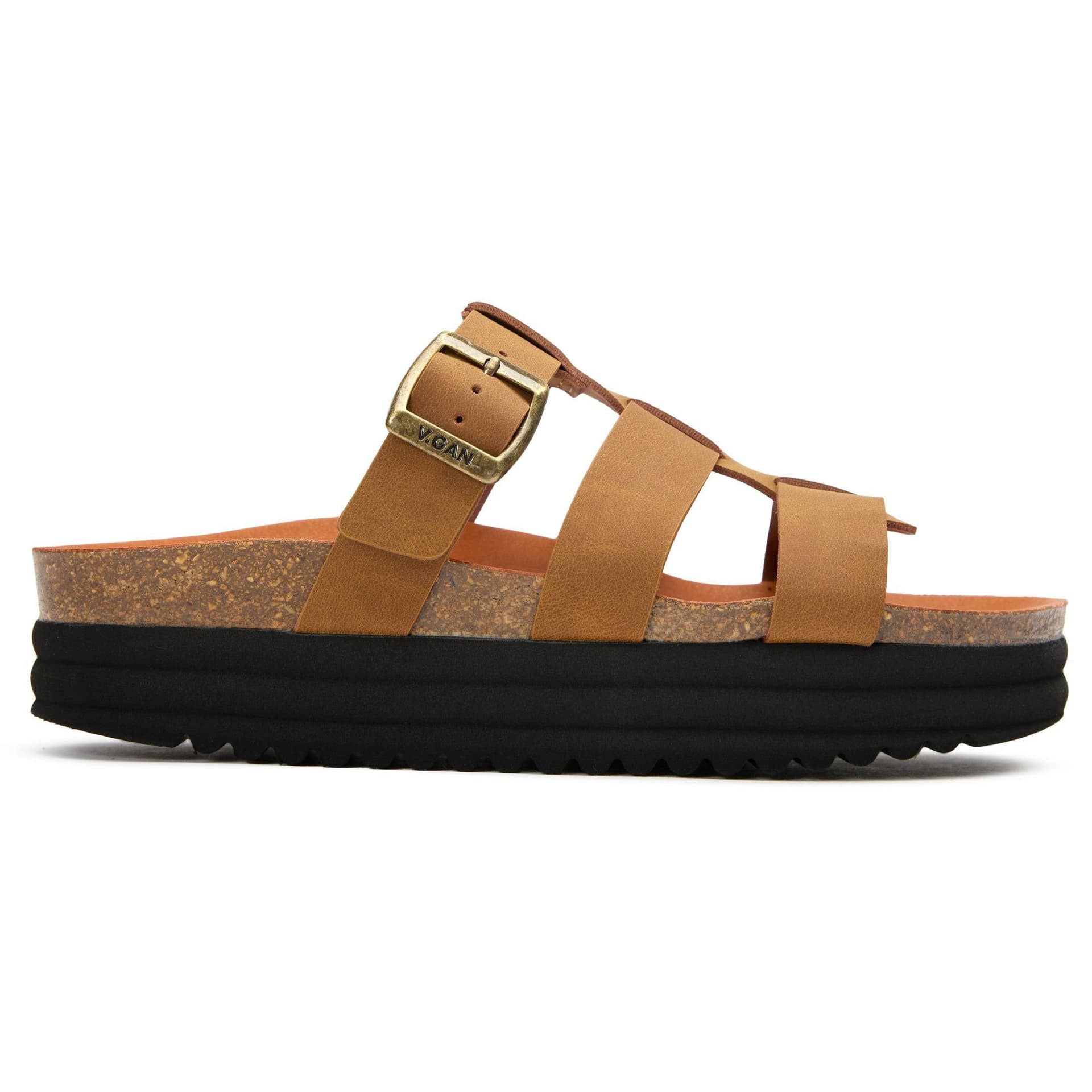 V.GAN V.GAN Women's Vegan Fig Slide Footbed Sandals in Tan